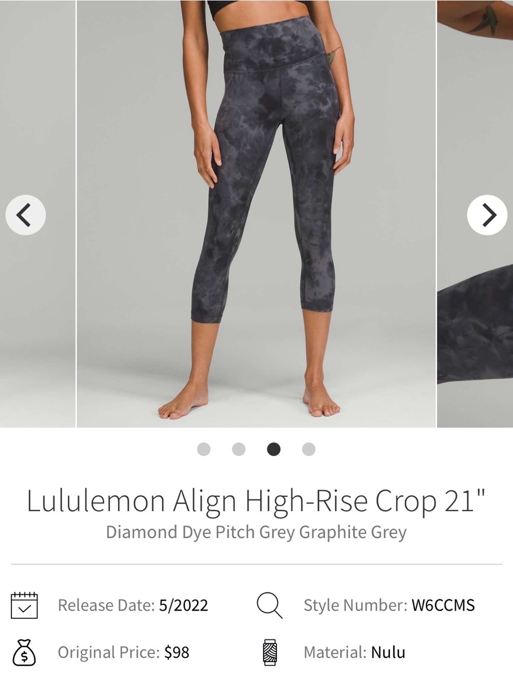 Lululemon Align High-Rise Crop 21" - Diamond Dye Pitch Grey